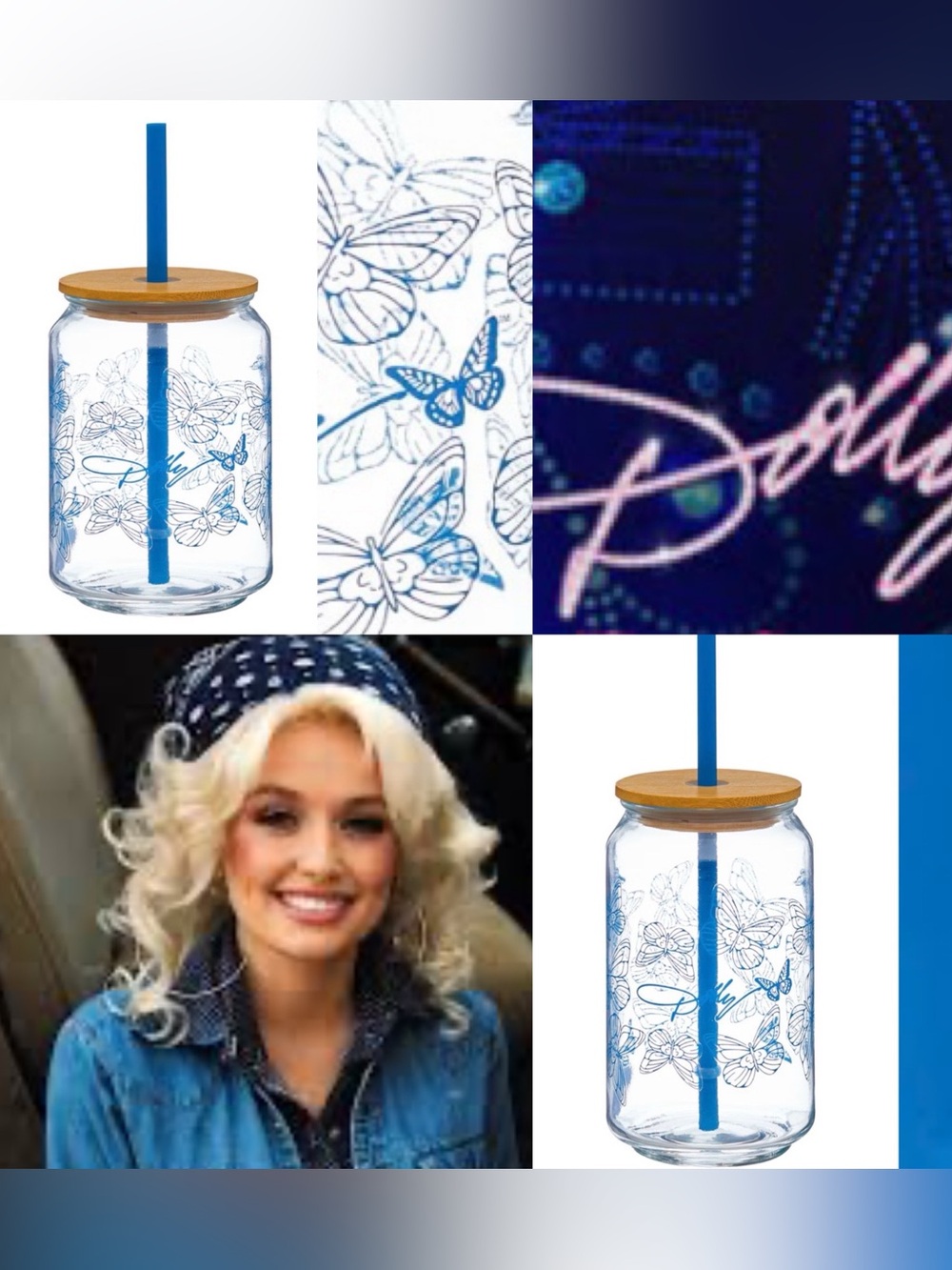 Dolly Parton limited edition butterfly glass